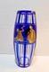 Val St. Lambert Cobalt Blue Gold Crystal Glass Vase Rare Danse De Flore Vtg