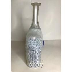 Vallien Costa Boda Blue Dot Art Studio Glass Vase or Bottle With IridescentColor