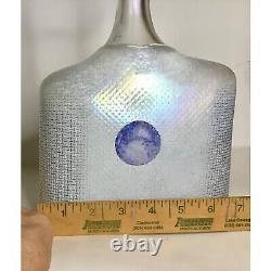 Vallien Costa Boda Blue Dot Art Studio Glass Vase or Bottle With IridescentColor