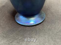 Vandermark Aurene Iridescent Blue Art Glass Vase 1980 EUC 9 1/2H