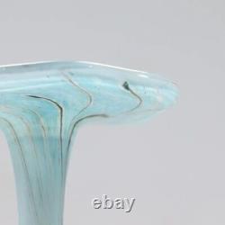 Vandermark Studio Style Art Glass Vase, Blue with Black Veins