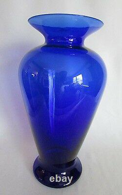 Vase Cobalt Blue Crystal Large Blown Old Pilgrim Art Glass 14in Tall Gorgeous