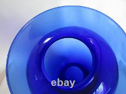 Vase Cobalt Blue Crystal Large Blown Old Pilgrim Art Glass 14in Tall Gorgeous