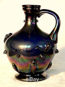 Vase, JUG, ewer, Webbs Patent, J. T. HR, Bronze glass, Victorian art glass, 10t