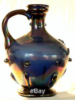 Vase, JUG, ewer, Webbs Patent, J. T. HR, Bronze glass, Victorian art glass, 10t