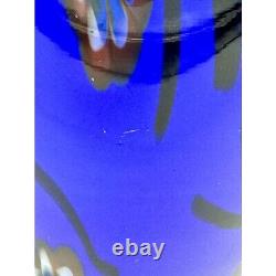 Vase Murano Style Millefiore Pattern Cobalt Blue Art Glass Vase MCM 11 H