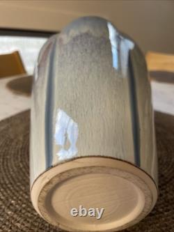 Vase with Blue Flambé Glaze Lobed Art Glass Signed 12.25 By Bill Campbell