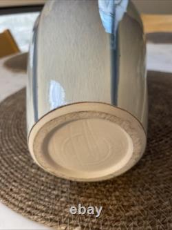 Vase with Blue Flambé Glaze Lobed Art Glass Signed 12.25 By Bill Campbell