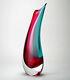 Vases Murano Glass Amalfi Vase 12h Aqua / Ruby Italian Art Glass Vase