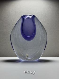 Vecchia Murano Sommerso Glass Vase Signed M. Secci Amethyst Gold Fleck 8