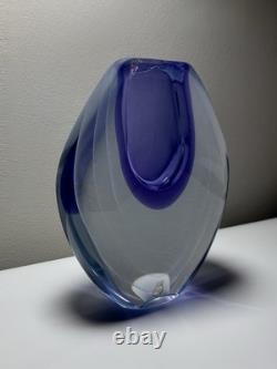 Vecchia Murano Sommerso Glass Vase Signed M. Secci Amethyst Gold Fleck 8