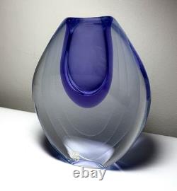 Vecchia Murano Sommerso Glass Vase Signed M. Secci Amethyst Gold Fleck 8