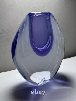 Vecchia Murano Sommerso Glass Vase Signed M. Secci Amethyst Gold Fleck 8
