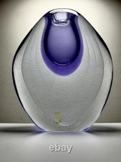 Vecchia Murano Sommerso Glass Vase Signed M. Secci Amethyst Gold Fleck 8