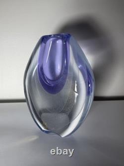 Vecchia Murano Sommerso Glass Vase Signed M. Secci Amethyst Gold Fleck 8