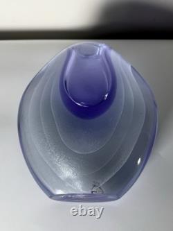 Vecchia Murano Sommerso Glass Vase Signed M. Secci Amethyst Gold Fleck 8