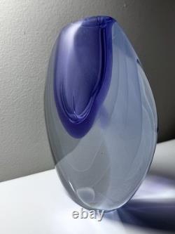 Vecchia Murano Sommerso Glass Vase Signed M. Secci Amethyst Gold Fleck 8