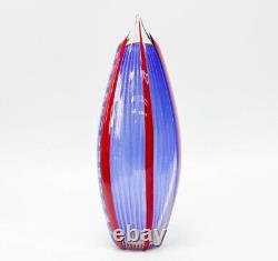 Venetian Afro Celotto Murano Art Glass Vase Red Blue Gold Fleck late 20th cen