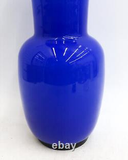 Venini Cobalt Blue Opalino Opaline Glass Vase 14 inches tall Signed 2012