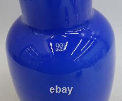 Venini Cobalt Blue Opalino Opaline Glass Vase 14 inches tall Signed 2012