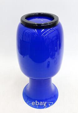 Venini Cobalt Blue Opalino Opaline Glass Vase 14 inches tall Signed 2012