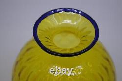 Venini Monofiori Balloton Yellow Glass Vase with Blue Rim