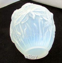 Verlys Art Glass Les Phalenes Moth Vase Art Deco Circa 1938 Lt Blue Opalescent