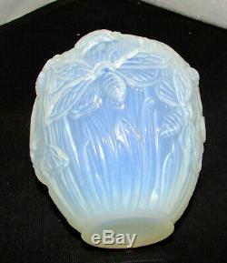 Verlys Art Glass Les Phalenes Moth Vase Art Deco Circa 1938 Lt Blue Opalescent