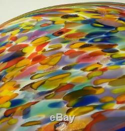 Very Large Hand Blown Glass Art Bowl / Vase Italian Style End Of Day Glass