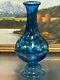 Very Nice Shape 14 bulbous footed blue swirl 2016 signed Vase
