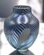 Very Pretty Robert Held Blue Pulled Feather Iridescent Canadian Art Glass Vase