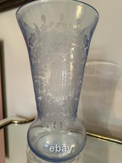 Very Rare 1924 Paden City Double Etched Gazebo 10 Blue Vase