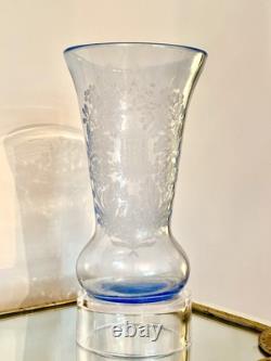 Very Rare 1924 Paden City Double Etched Gazebo 10 Blue Vase