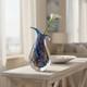 Vibrant Blue and Brown Glass Vase, Elegant Accent for Bedroom or Living Room