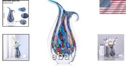 Vibrant Blue and Brown Glass Vase, Elegant Accent for Bedroom or Living Room