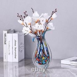 Vibrant Blue and Brown Glass Vase, Elegant Accent for Bedroom or Living Room