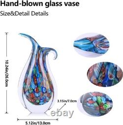 Vibrant Blue and Brown Glass Vase, Elegant Accent for Bedroom or Living Room