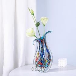 Vibrant Blue and Brown Glass Vase, Elegant Accent for Bedroom or Living Room