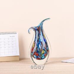 Vibrant Blue and Brown Glass Vase, Elegant Accent for Bedroom or Living Room
