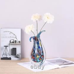 Vibrant Blue and Brown Glass Vase, Elegant Accent for Bedroom or Living Room