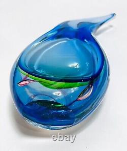 Vibrant Murano Green, Blue & Pink Art Glass Teardrop Vase