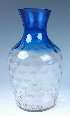 Victorian Bluerina Glass 8.25 Carafe Vase Inverted Thumbprint Antique Blue