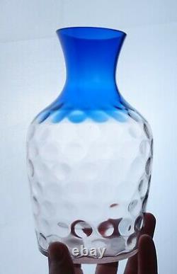 Victorian Bluerina Glass 8.25 Carafe Vase Inverted Thumbprint Antique Blue