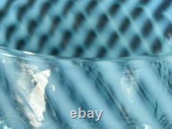 Victorian Buckeye Art Glass Blue Opalescent Vase 6 1/2 Chrysanthemum Swirl