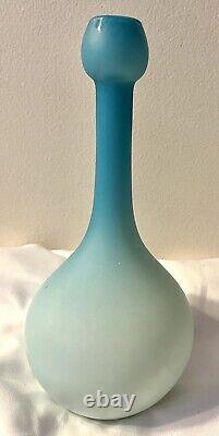 Victorian Harrach Vase Cased Blue Uranium Glass Antique 1800's Glows Bohemian