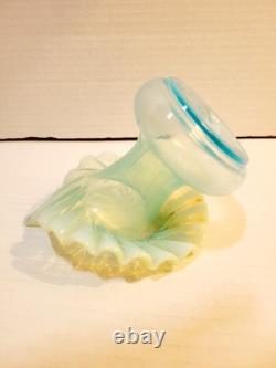 Victorian Jack in the Pulpit Blue Uranium Opalescent Glass Vase Glows Antique