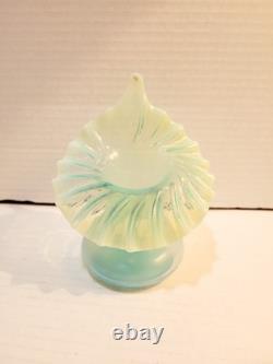 Victorian Jack in the Pulpit Blue Uranium Opalescent Glass Vase Glows Antique