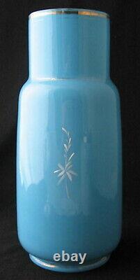 Victorian blue opaque MARY GREGORY vase, 11 1/2 h