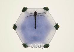 Vide poche Nancy Original Art Glass Pate de verre Dragonfly sculpture signed LRC