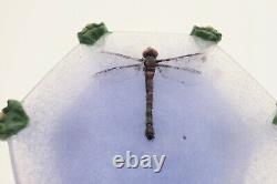 Vide poche Nancy Original Art Glass Pate de verre Dragonfly sculpture signed LRC